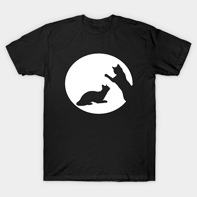 Playing Cats Silhouette T-Shirt by RKP'sTees